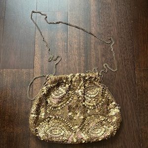 Gold sequin Anthropologie purse
